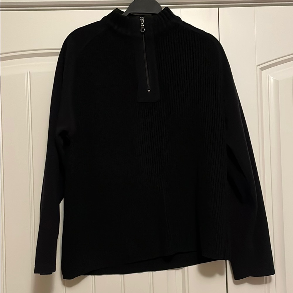 Nevada Cable Knit & Fleece Black Sweater